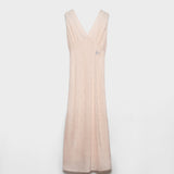 Embroidered vintage-effect habutai silk dress