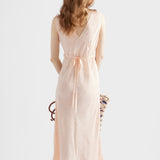 Embroidered vintage-effect habutai silk dress