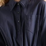 Short-sleeved technical pongé dress