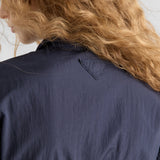 Short-sleeved technical pongé dress