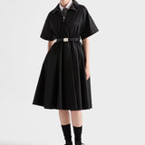 Short-sleeved Re-Nylon midi-dress