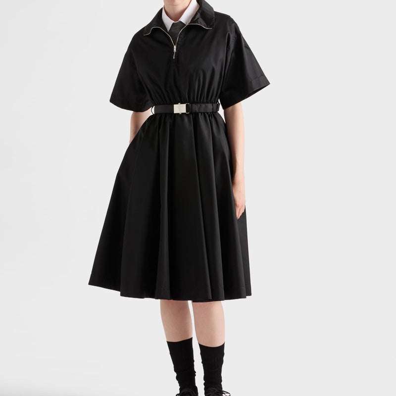 Short-sleeved Re-Nylon midi-dress