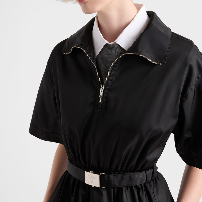 Short-sleeved Re-Nylon midi-dress