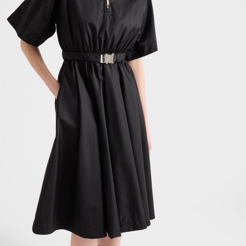 Short-sleeved Re-Nylon midi-dress