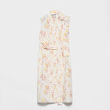Pleated floral-print poplin dress