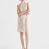 Pleated floral-print poplin dress