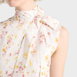 Pleated floral-print poplin dress