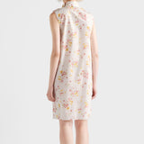Pleated floral-print poplin dress