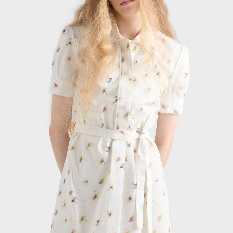 Floral print poplin mini-dress