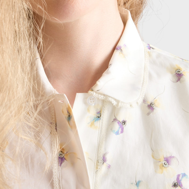 Floral print poplin mini-dress