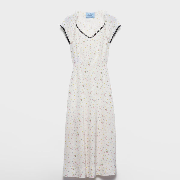 Floral print pongé dress