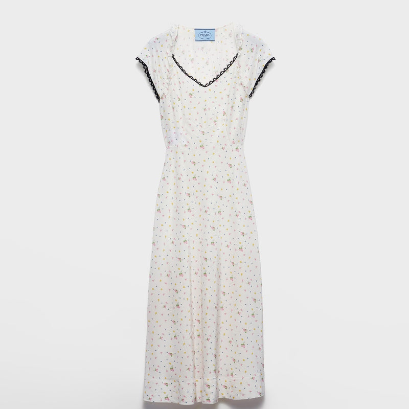 Floral print pongé dress