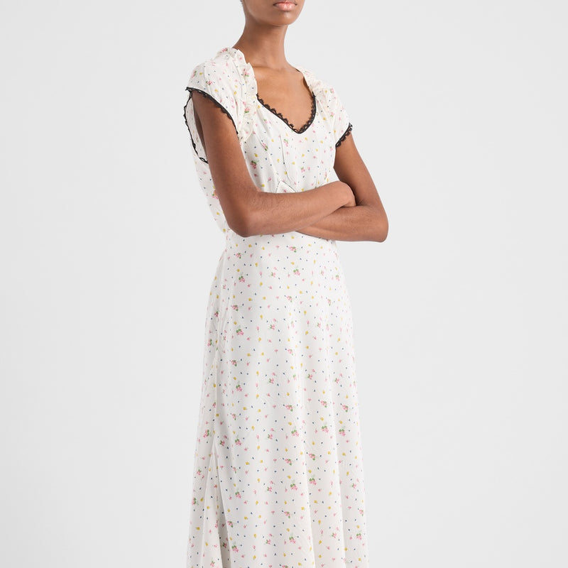 Floral print pongé dress