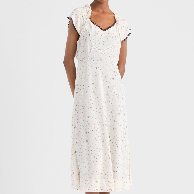 Floral print pongé dress