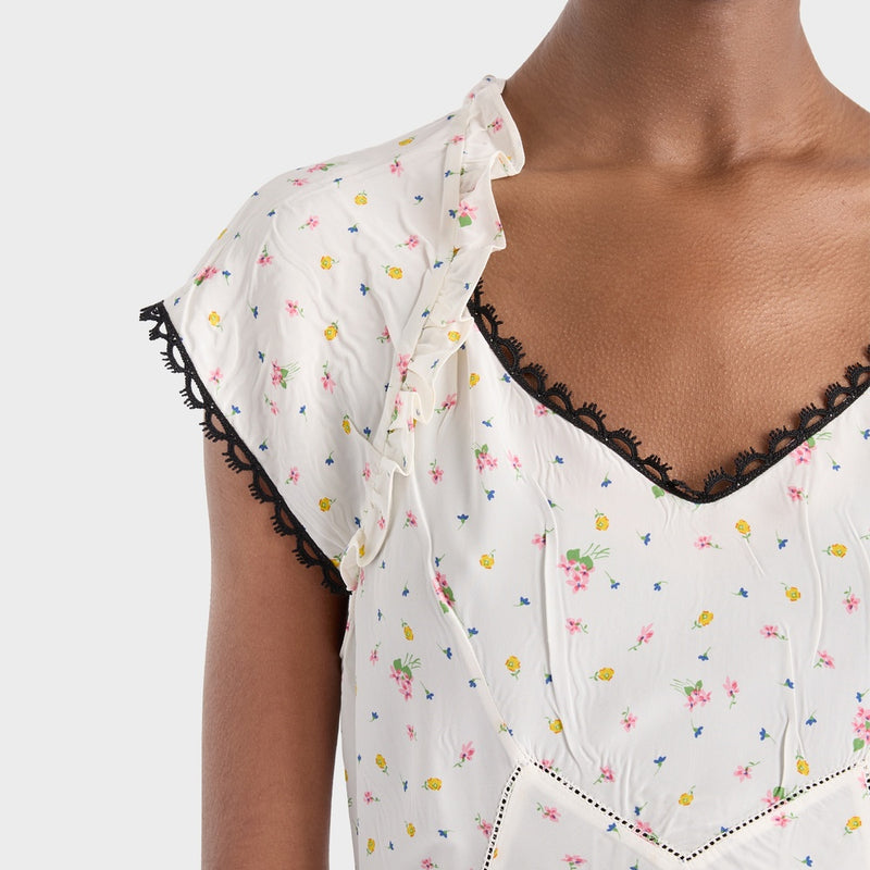 Floral print pongé dress