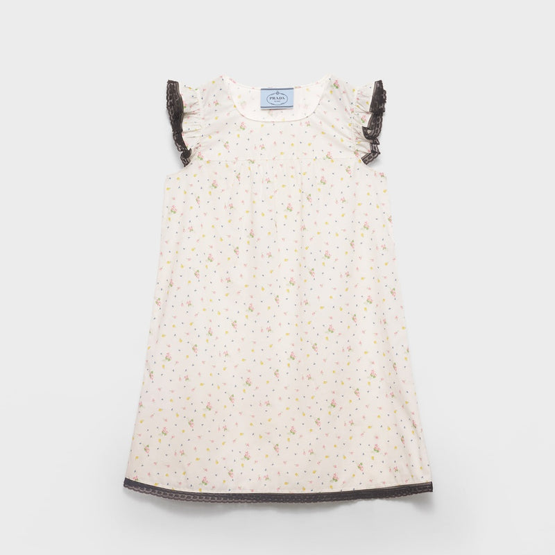 Floral print cotton batiste mini-dress