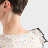 Floral print cotton batiste mini-dress