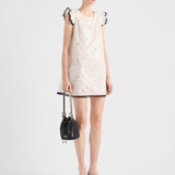 Floral print cotton batiste mini-dress