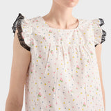 Floral print cotton batiste mini-dress