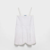 Embroidered vintage-look fabric mini-dress