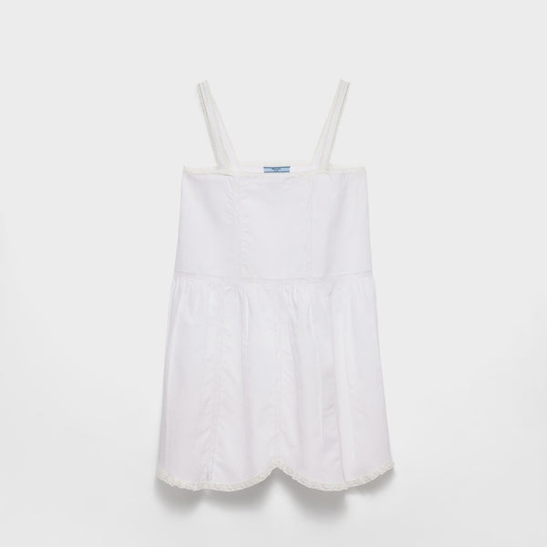 Embroidered vintage-look fabric mini-dress