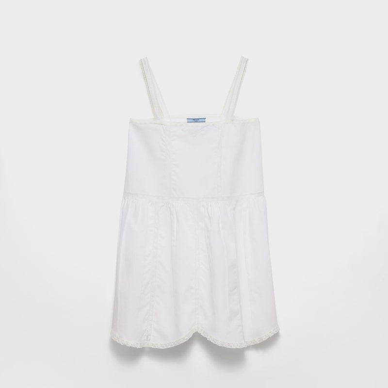 Embroidered vintage-look fabric mini-dress