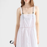 Embroidered vintage-look fabric mini-dress