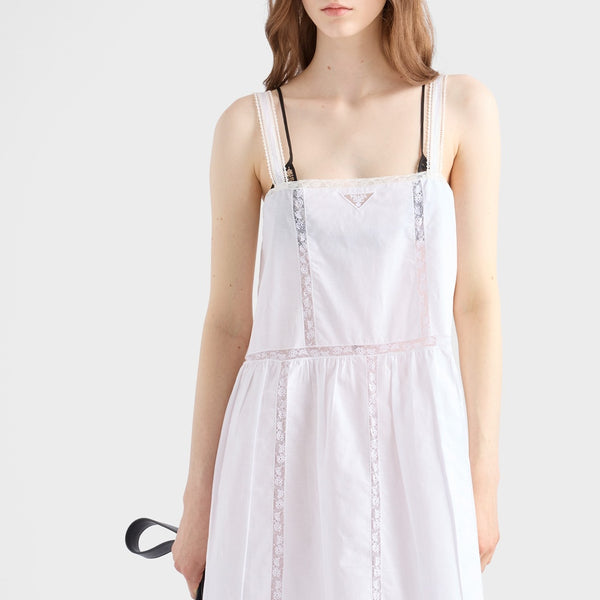 Embroidered vintage-look fabric mini-dress