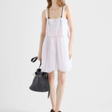 Embroidered vintage-look fabric mini-dress