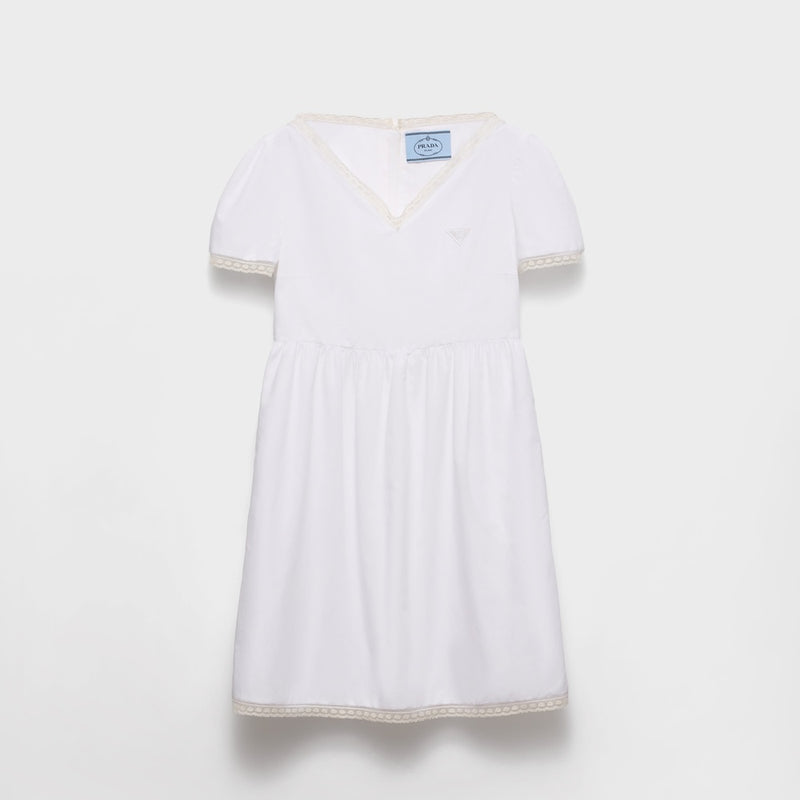 Embroidered vintage-look fabric mini-dress