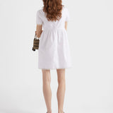 Embroidered vintage-look fabric mini-dress