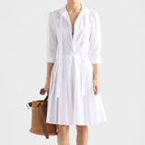 Pleated poplin shirt dress