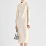 Silk broadcloth midi-dress