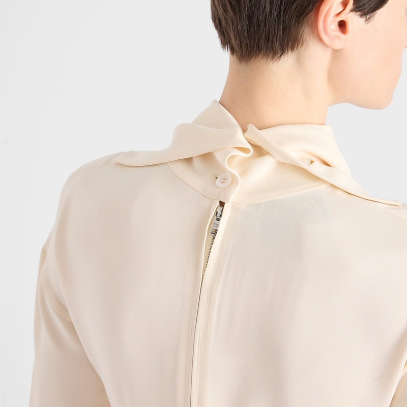 Silk broadcloth midi-dress