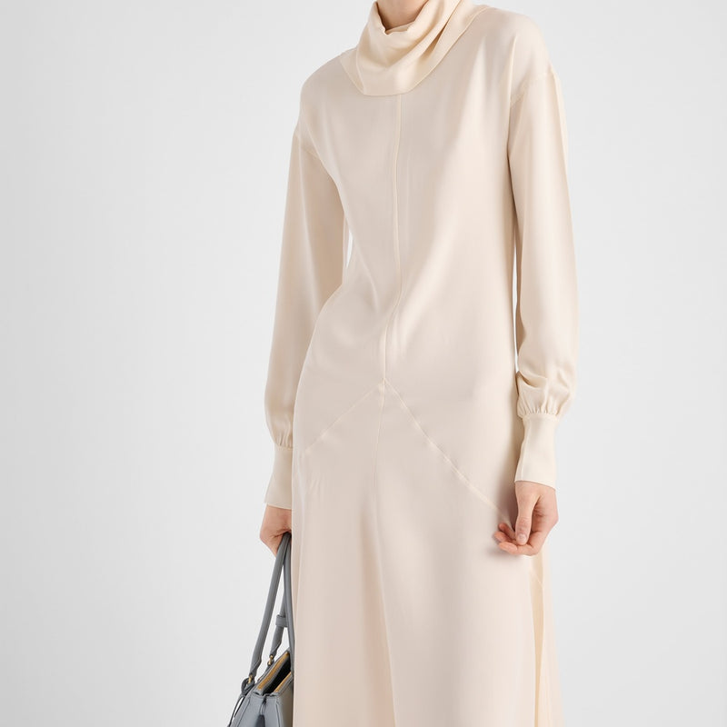 Silk broadcloth midi-dress