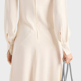 Silk broadcloth midi-dress