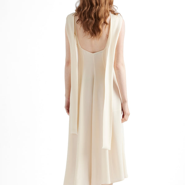 Asymmetrical satin crepe dress