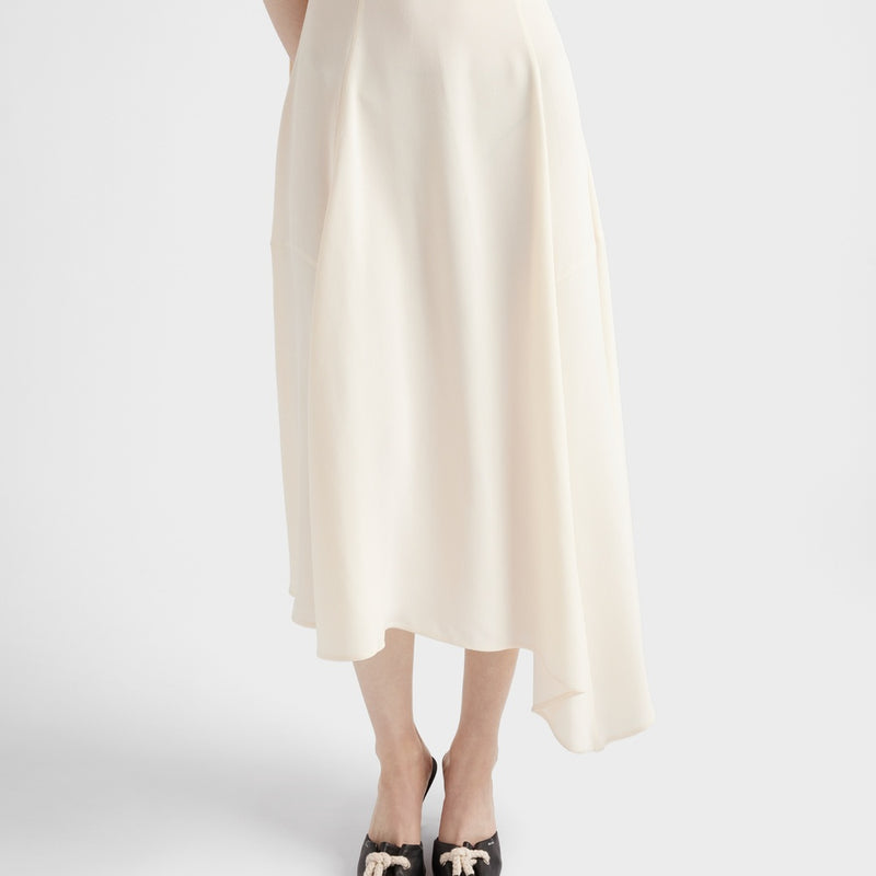 Asymmetrical satin crepe dress