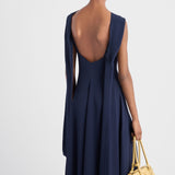 Asymmetrical satin crepe dress