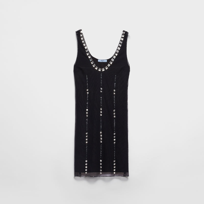 Embroidered tulle mini-dress