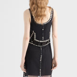 Embroidered tulle mini-dress