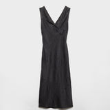 Embroidered vintage-effect habutai silk dress