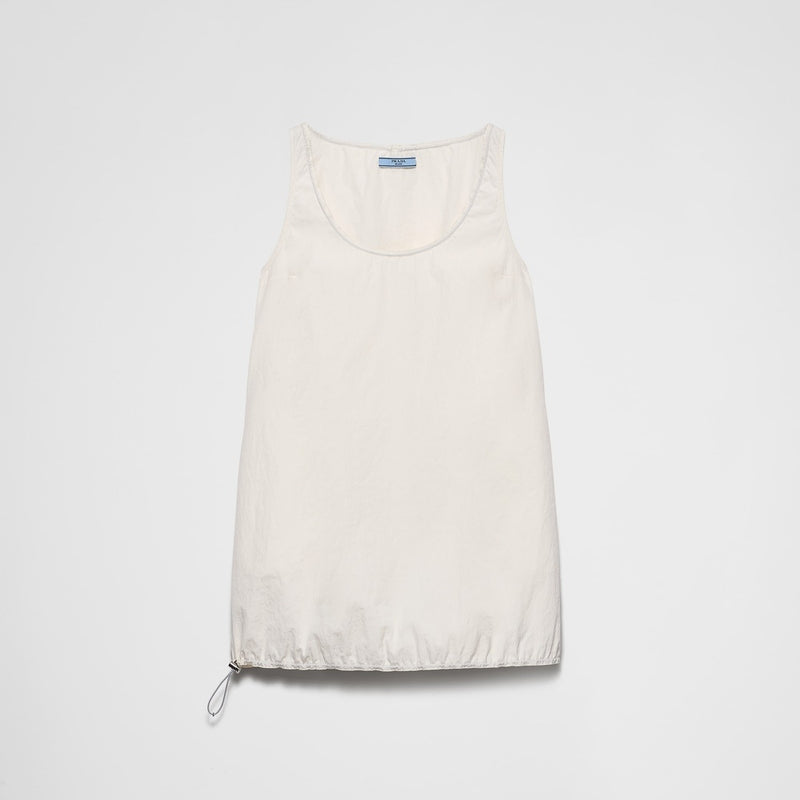 Sleeveless technical pongé mini-dress