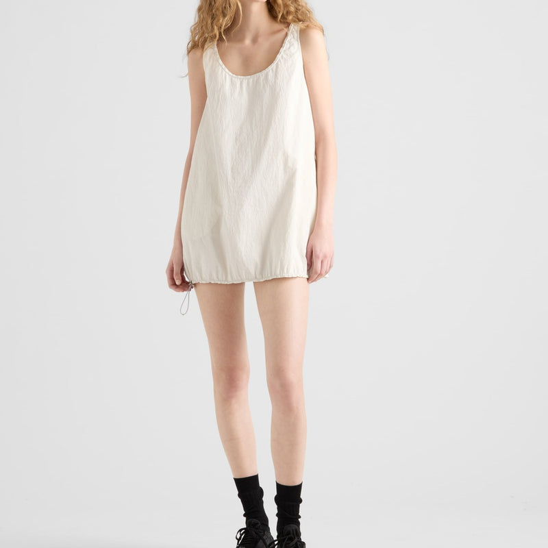 Sleeveless technical pongé mini-dress