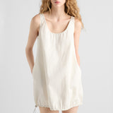 Sleeveless technical pongé mini-dress
