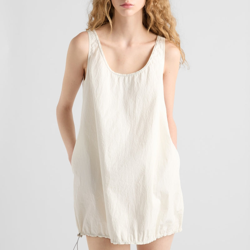Sleeveless technical pongé mini-dress