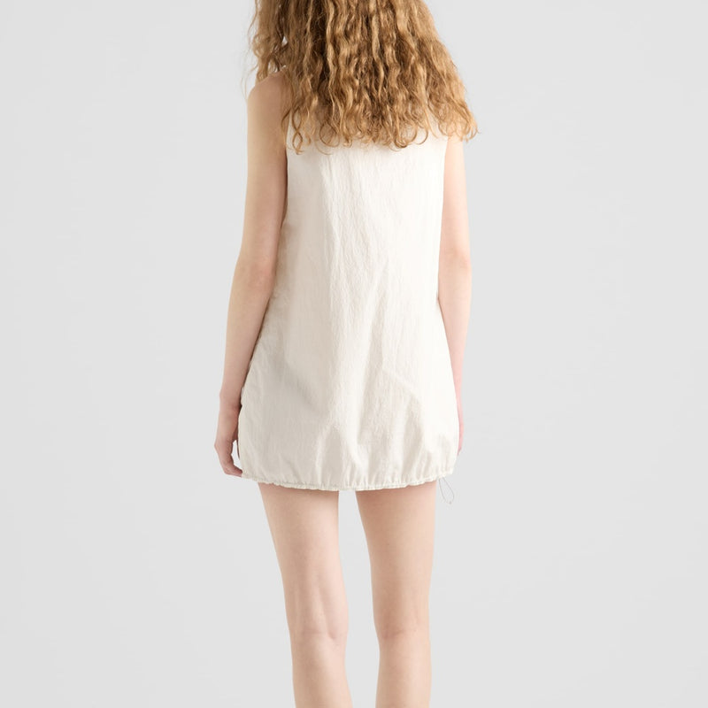 Sleeveless technical pongé mini-dress
