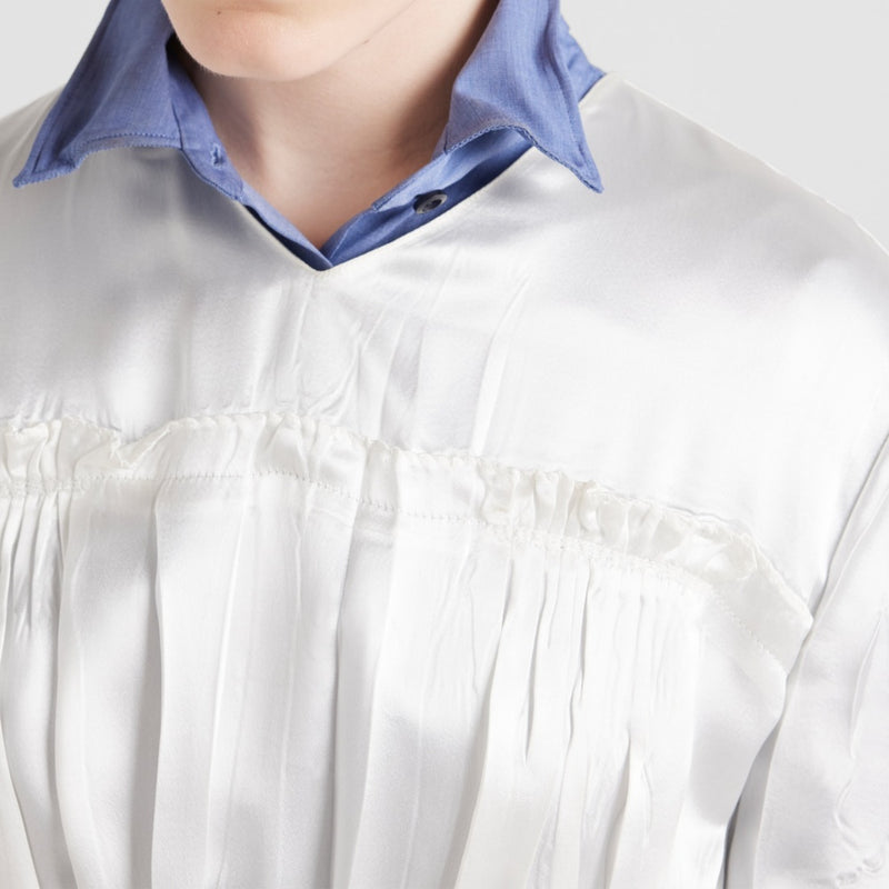 Embroidered satin midi-dress