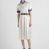 Embroidered satin midi-dress