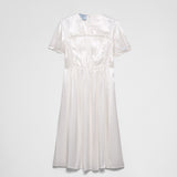 Embroidered satin midi-dress